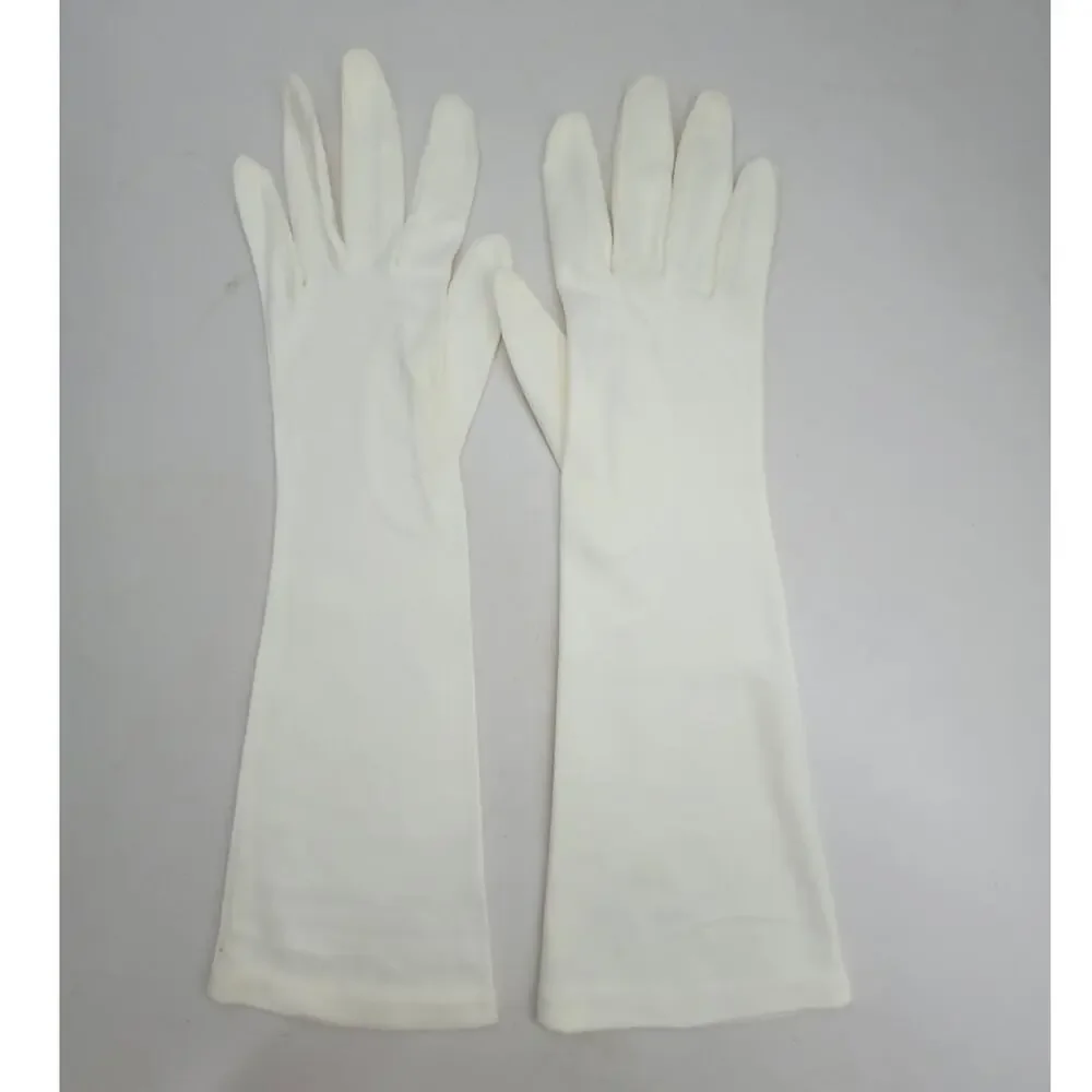 Complexion by Hanes Vintage White Nylon Ladies Elbow Length Dress Gloves‎